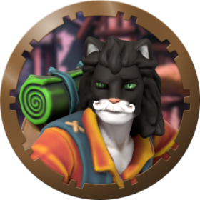 Hero Forge token of Maghris, who looks like a cat with white chest and paws, long haired.