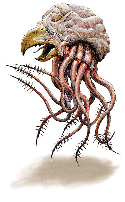 Drawing of a grell, from D&D 3rd edition.  Taken from https://forgottenrealms.fandom.com/wiki/Grell which BTW also has someone's attempt to explain where the fish goes.