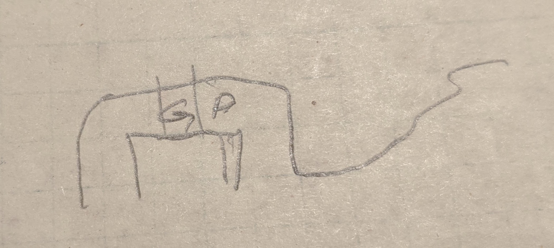 a sketch of the part of the tunnel with a pit and glue trap