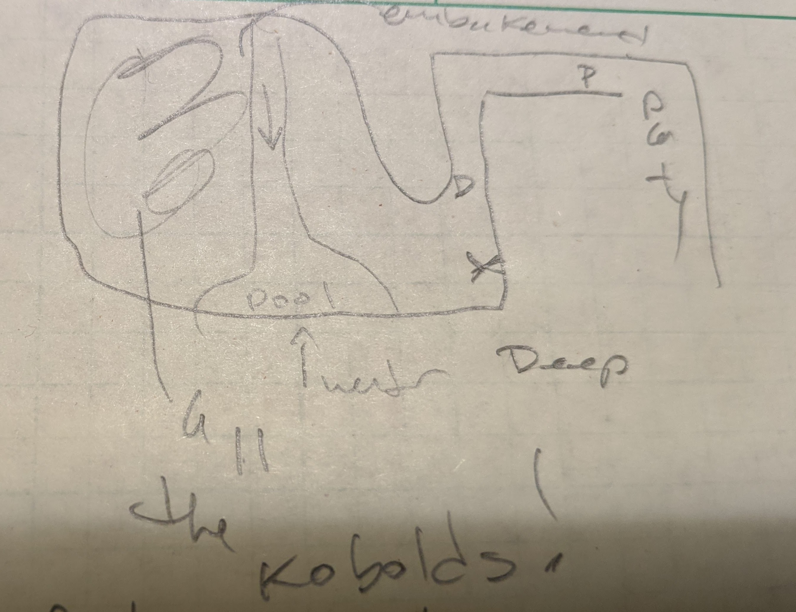 a sketch of the cave in which all the kobolds were waiting for the Freelancers