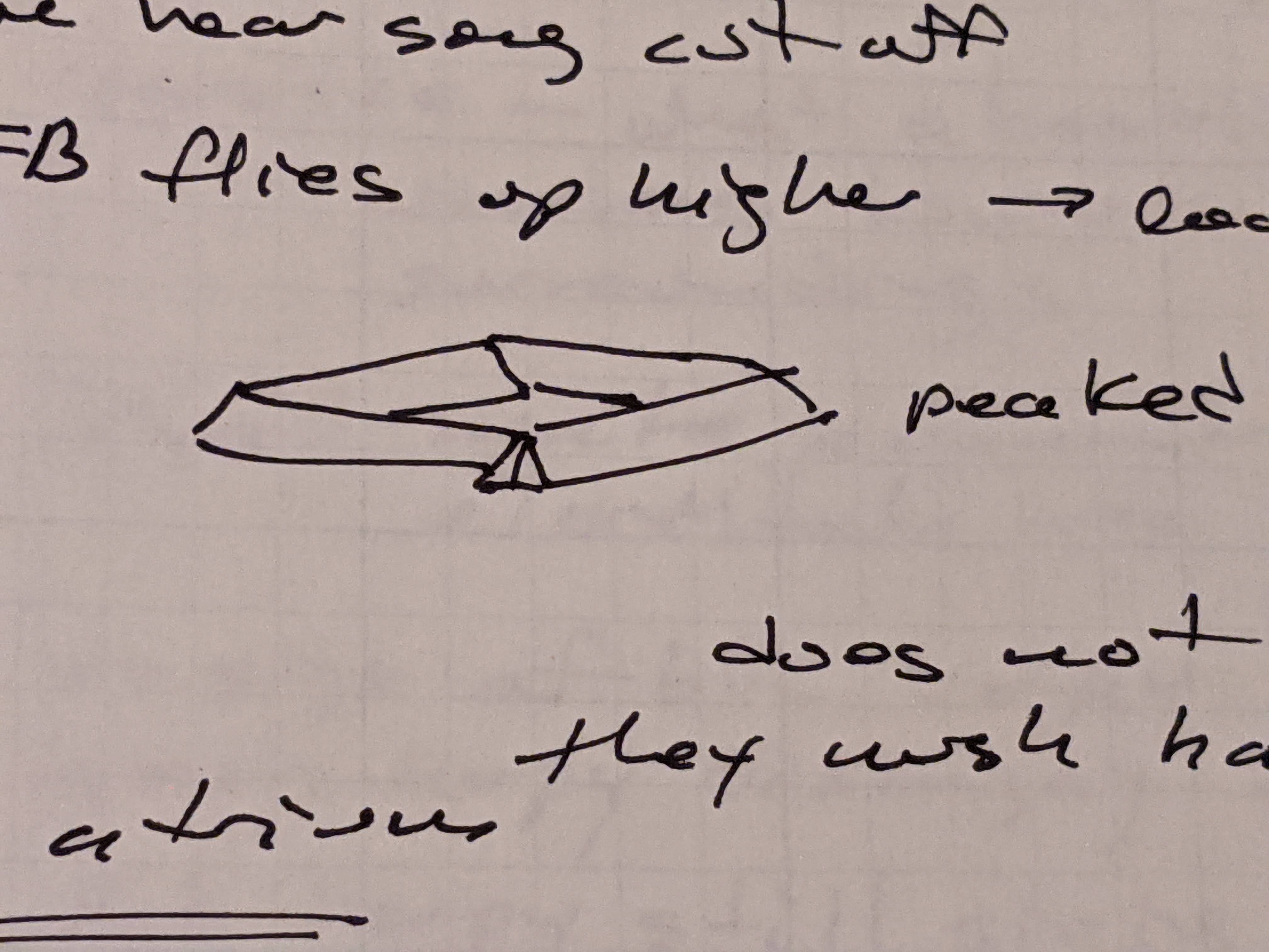 Sketch of villa roof, from handwritten notes