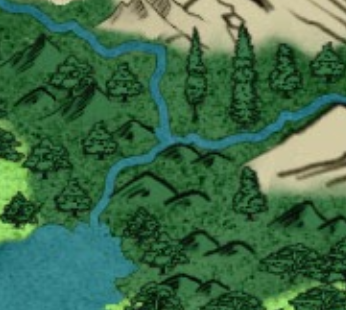 Map of Mossey Lake and the rivers that feed it, on Duquesne