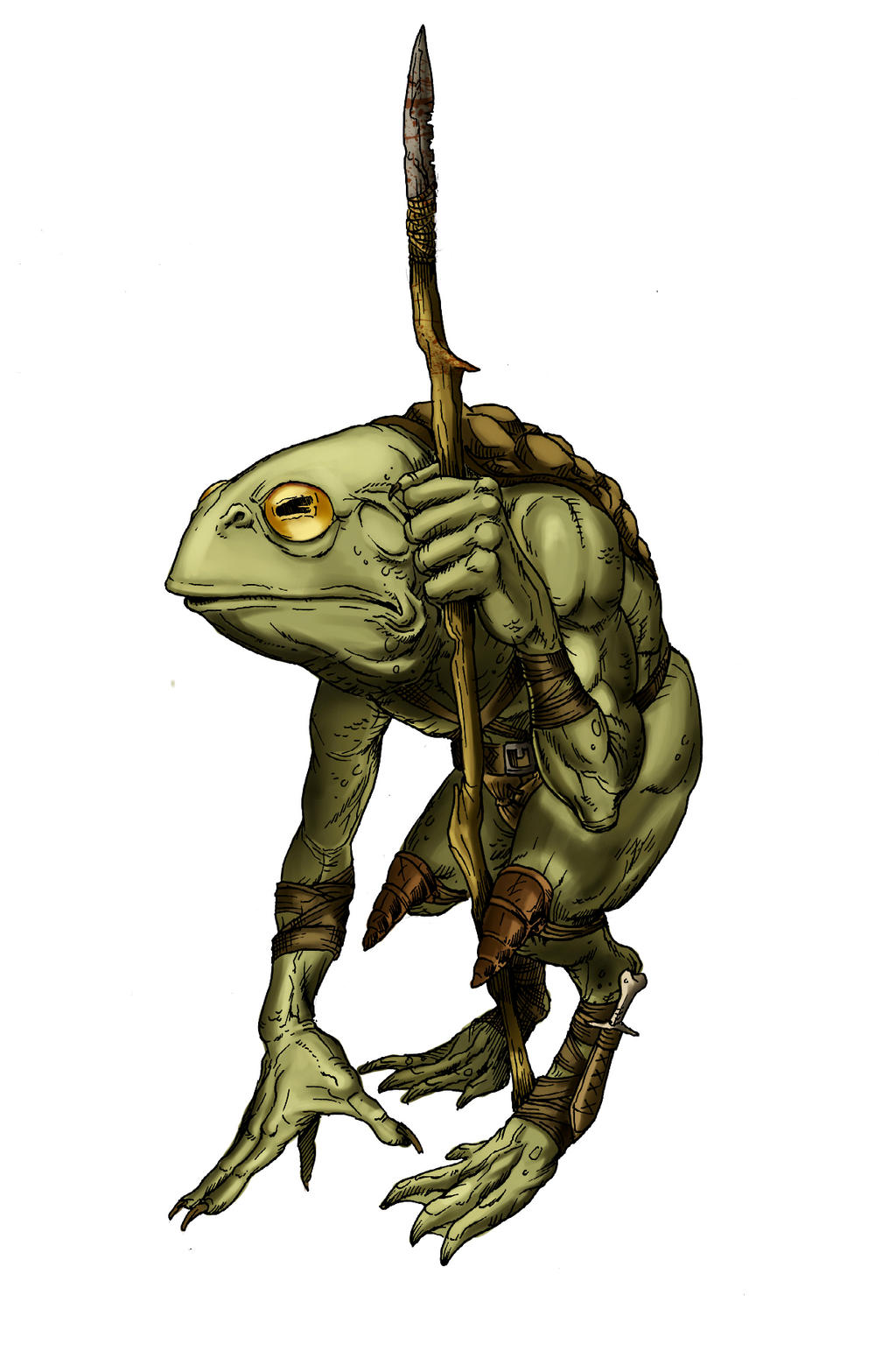 Bullywug armed with a spear.

source https://www.deviantart.com/deimos-remus/art/Bullywug-156321501 go check it out.