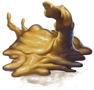 Ochre Jelly right out of https://www.dndbeyond.com/monsters/ochre-jelly