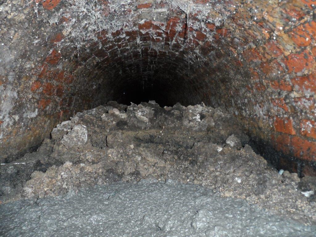 A CCTV image of a blocked sewer in York, England.  Contrary to the title, which is to support the story, the blockage is actually from some unholy combination of wet wipes, fats, oils, and grease.

Taken from https://www.yorkpress.co.uk/news/15656431.wet-wipes-biggest-cause-of-york-blocked-sewers/