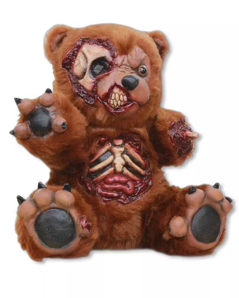 Undead teddy bear, taken from https://www.horror-shop.com/gb/p/werbaer-zombie-teddy.html